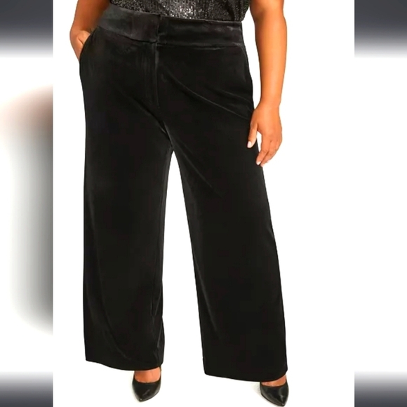 Calvin Klein High-rise Velvet Holiday Dress Pants - Picture 1 of 12